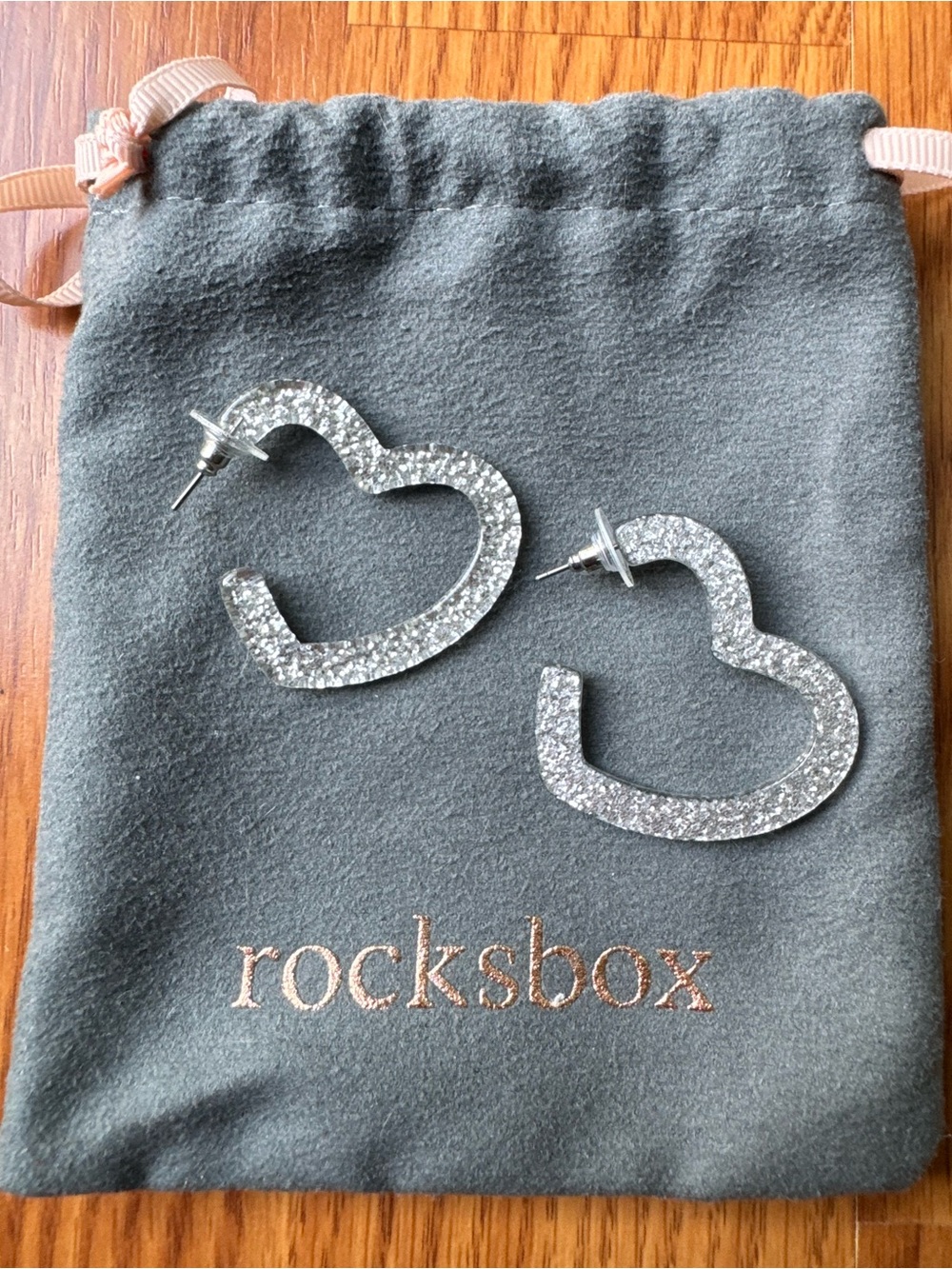 Rocksbox Silver Glitter Heart Hoop Earrings